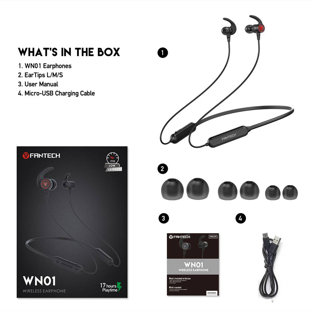 Fantech wireless earphone WN01 Bluetooth Earphones gaming earphone